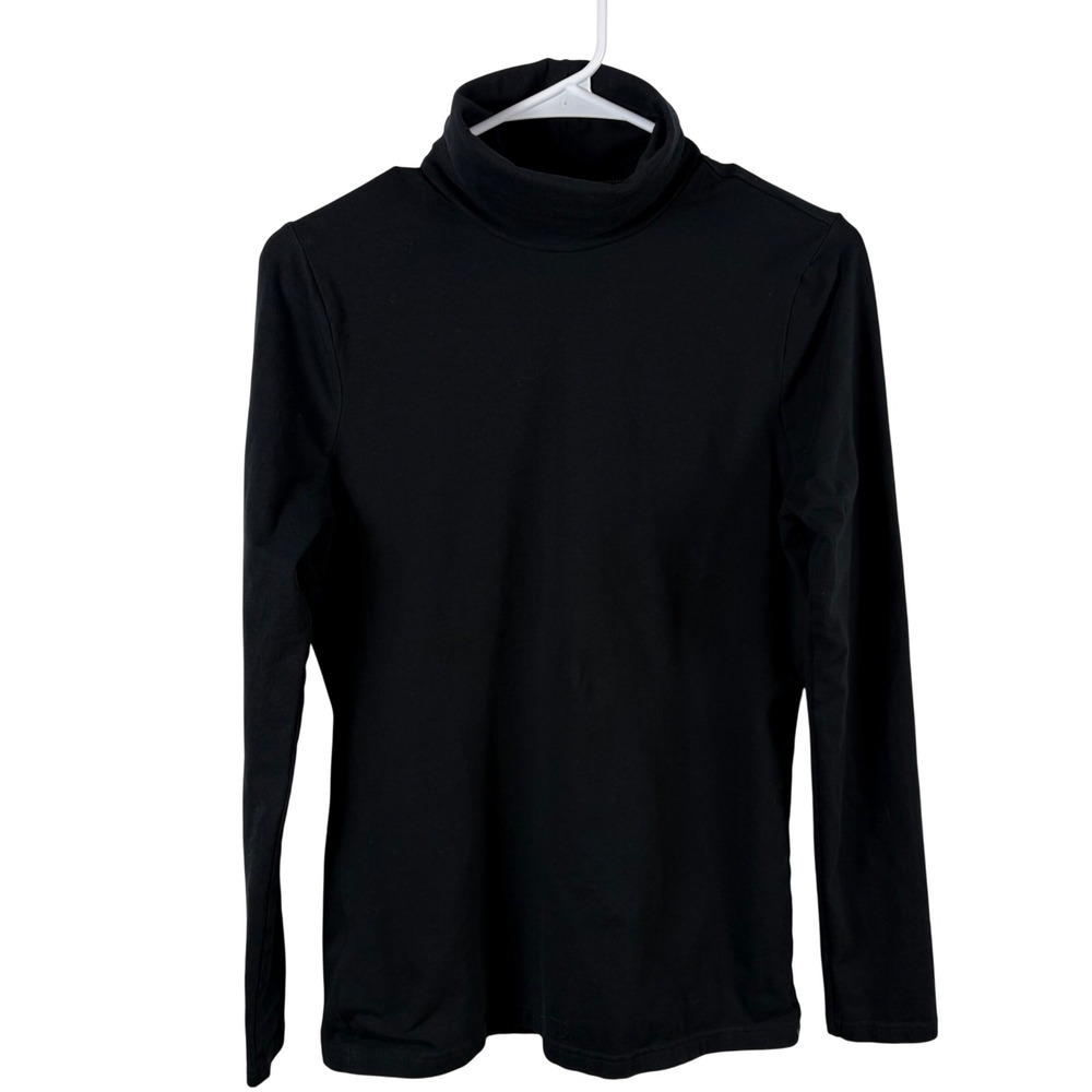 Eddie Bauer Turtleneck Top Womens M Black Long-Sleeve Cotton Blend Outdoor Basic